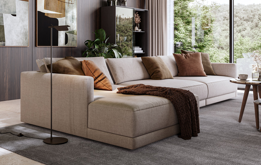 sofás, sofás com chaise longue, chaise longue, dicas, sugestões, mobiliário, design de interiores, conforto, sala de estar