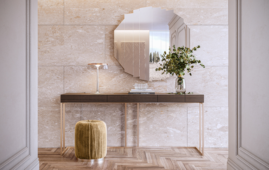 hall de entrada, hall, moderno, contemporaneo, consola, pouf, candeeiro, design de interiores, luxuoso, casas de luxo, sofisticação